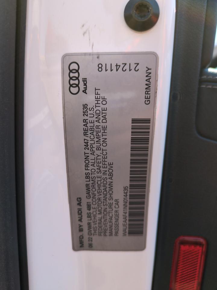 2022 Audi A4 Premium Plus 45 VIN: WAUEAAF41NN014435 Lot: 62826705