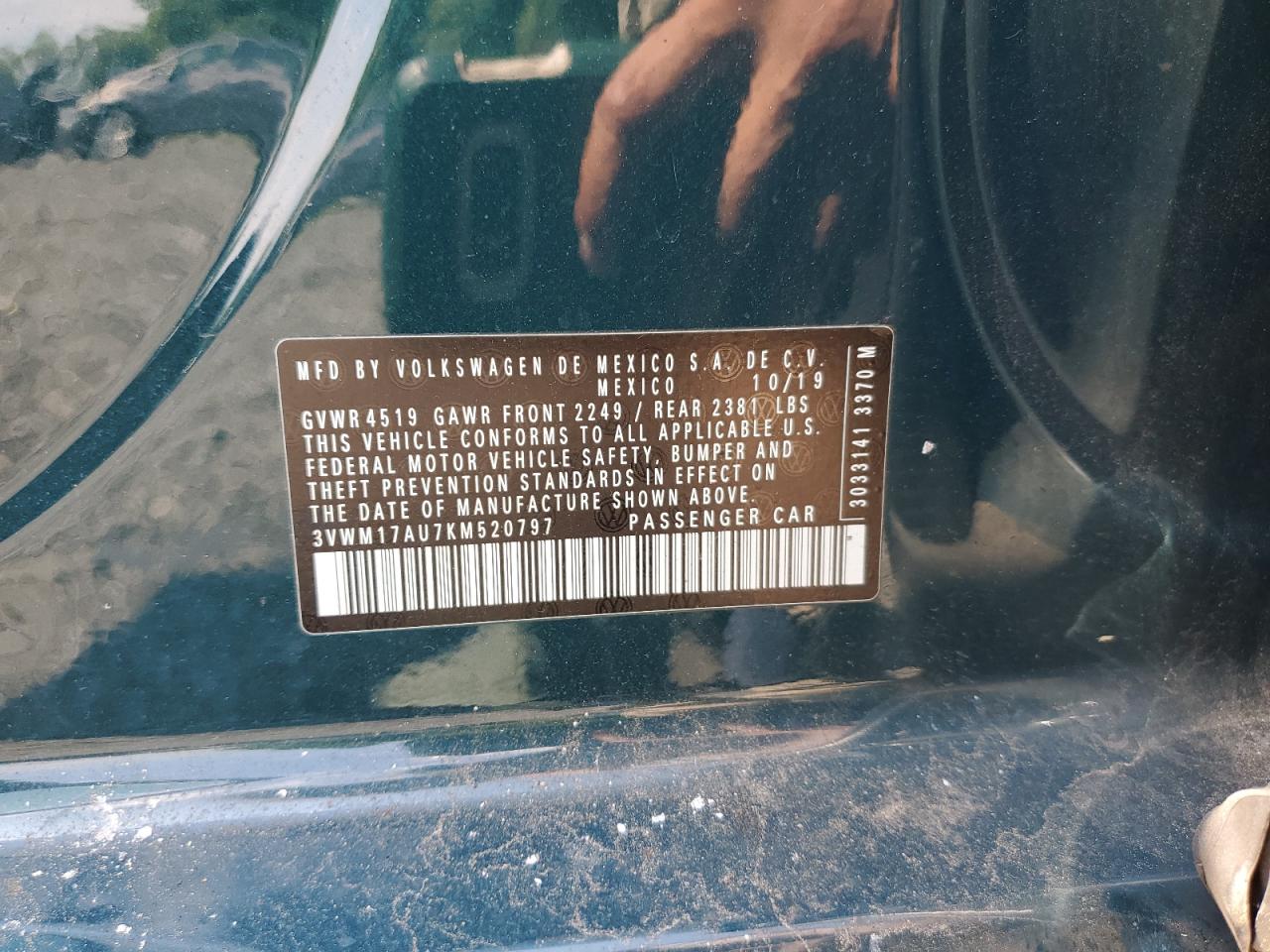 2019 Volkswagen Golf Alltrack S VIN: 3VWM17AU7KM520797 Lot: 64802045