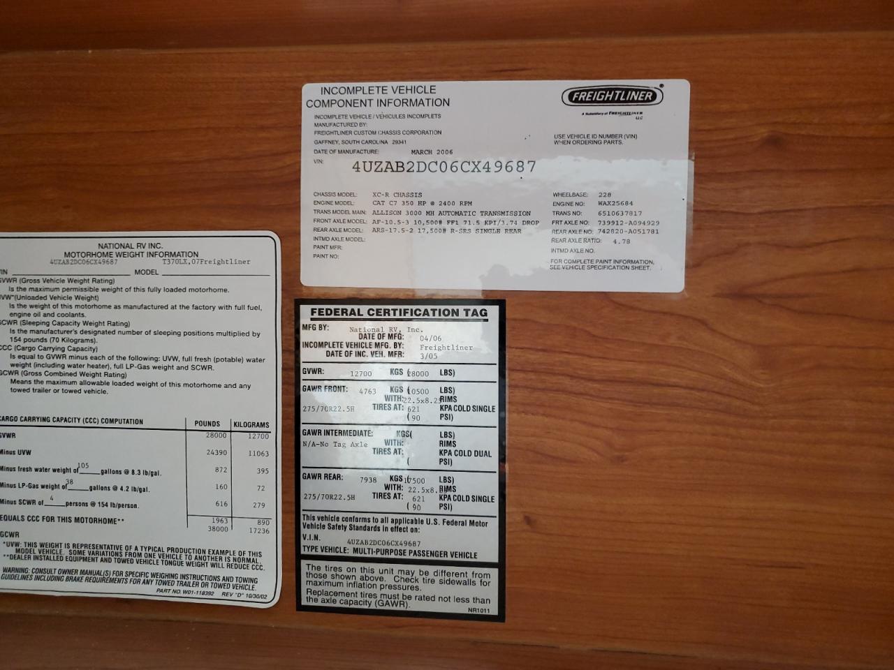 2007 Freightliner Chassis X Line Motor Home VIN: 4UZAB2DC06CX49687 Lot: 63687295