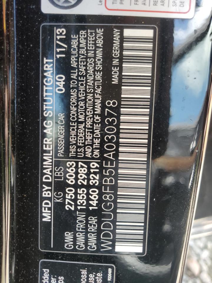 2014 Mercedes-Benz S 550 4Matic VIN: WDDUG8FB5EA030378 Lot: 66605435