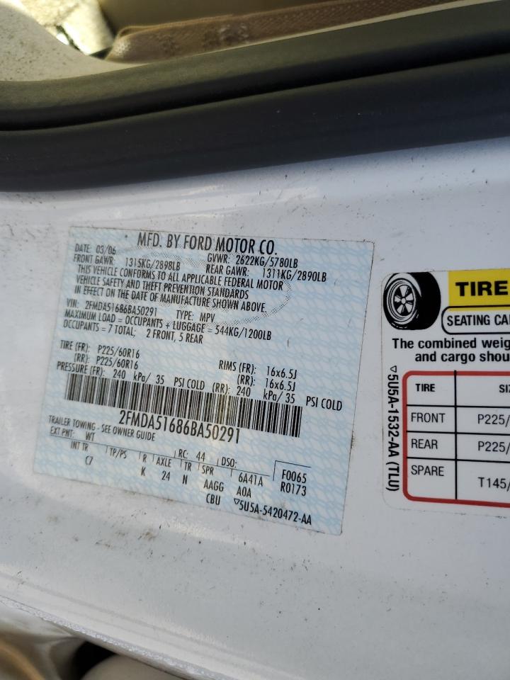 2006 Ford Freestar Se VIN: 2FMDA51686BA50291 Lot: 63286625