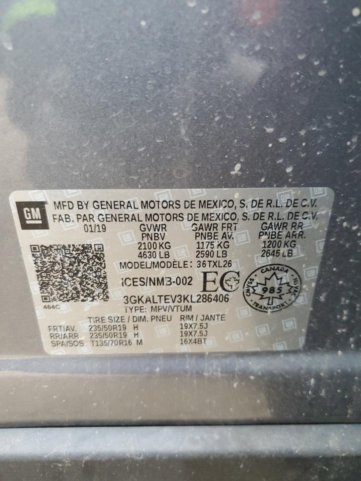 2019 GMC Terrain Sle VIN: 3GKALTEV3KL286406 Lot: 64281975