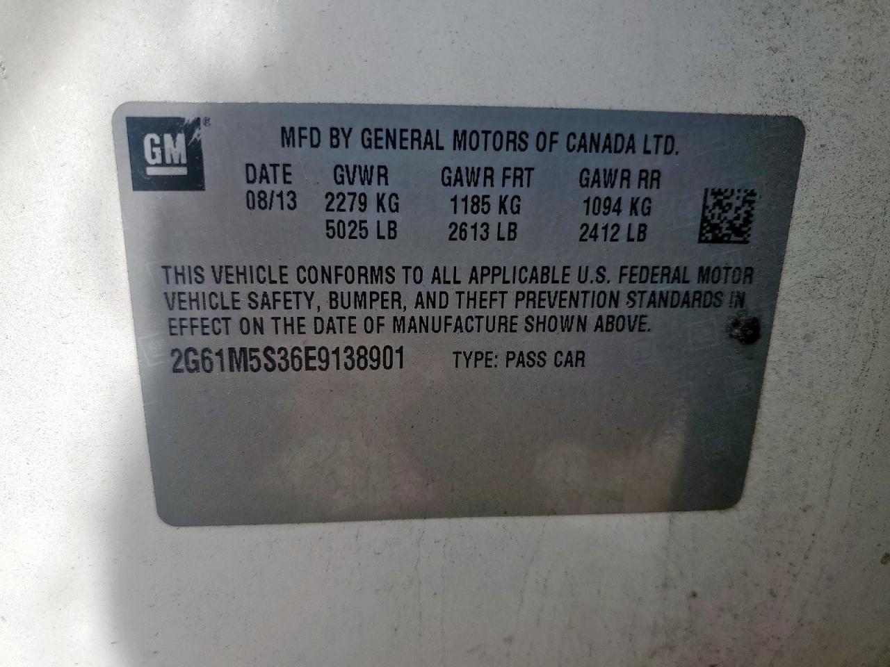 2014 Cadillac Xts Luxury Collection VIN: 2G61M5S36E9138901 Lot: 64218775