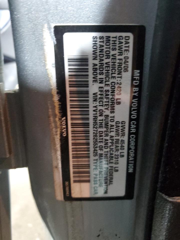 2006 Volvo S60 R VIN: YV1RH527262553425 Lot: 66496175