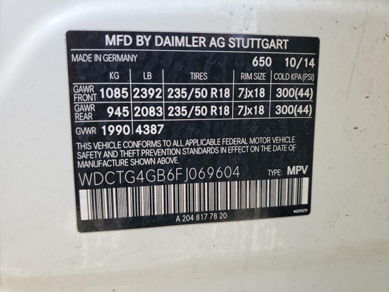 wdctg4gb6fj069604 WDCTG4GB6FJ069604 2015 Mercedes-Benz Gla 250 4Matic