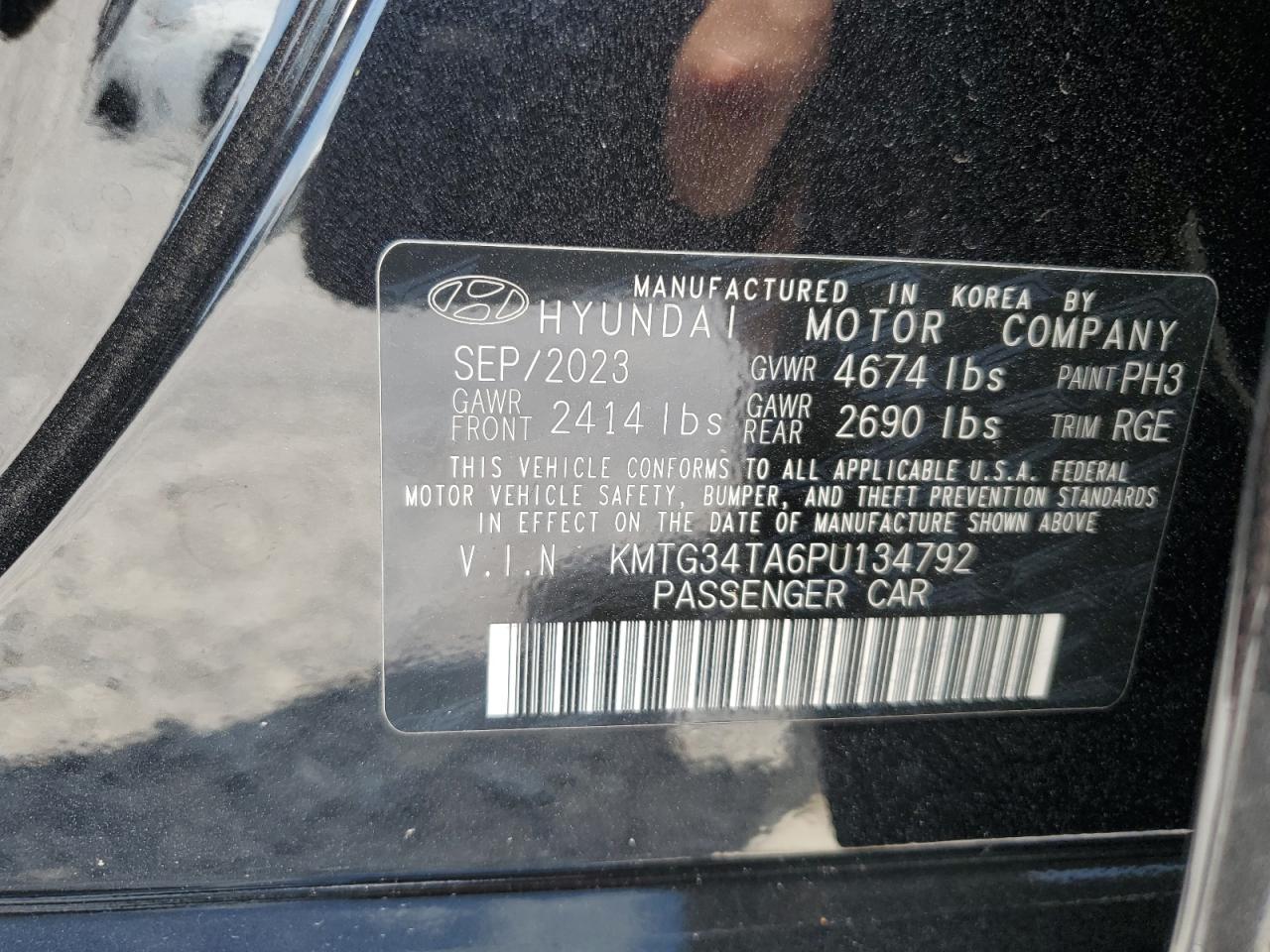 2023 Genesis G70 Base VIN: KMTG34TA6PU134792 Lot: 63745325