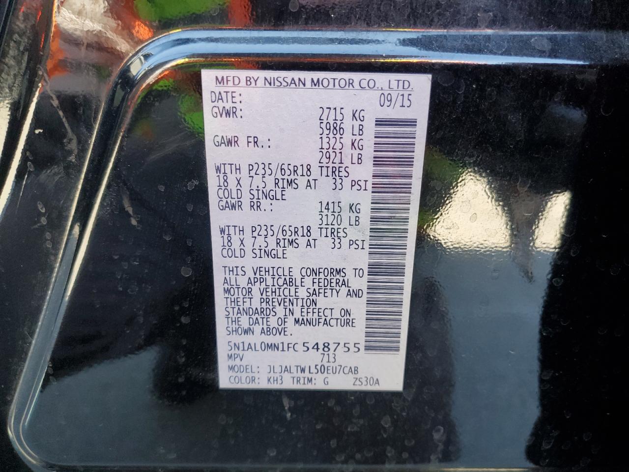 2015 Infiniti Qx60 VIN: 5N1AL0MN1FC548755 Lot: 63290745