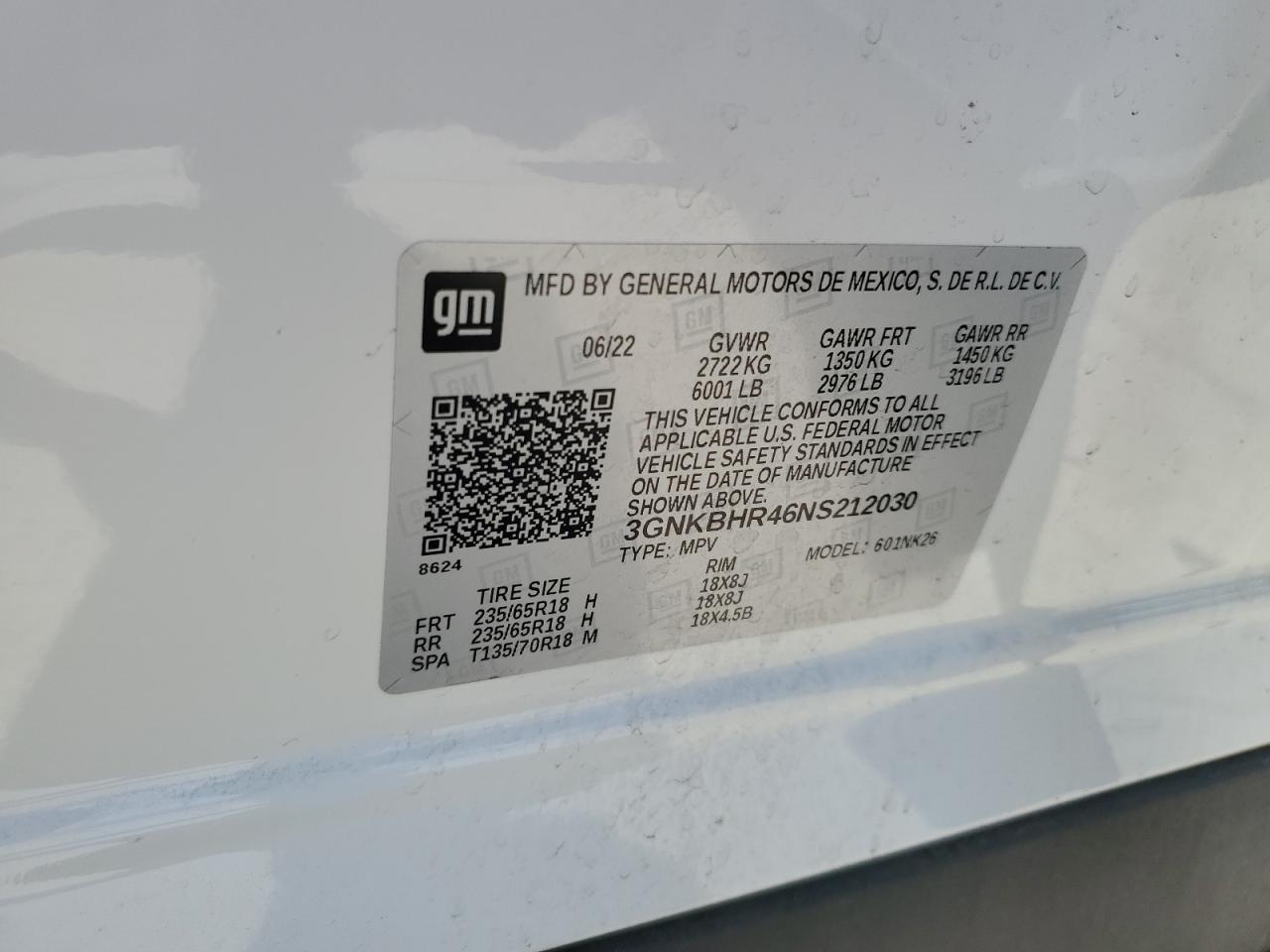 2022 Chevrolet Blazer 2Lt VIN: 3GNKBHR46NS212030 Lot: 63147475