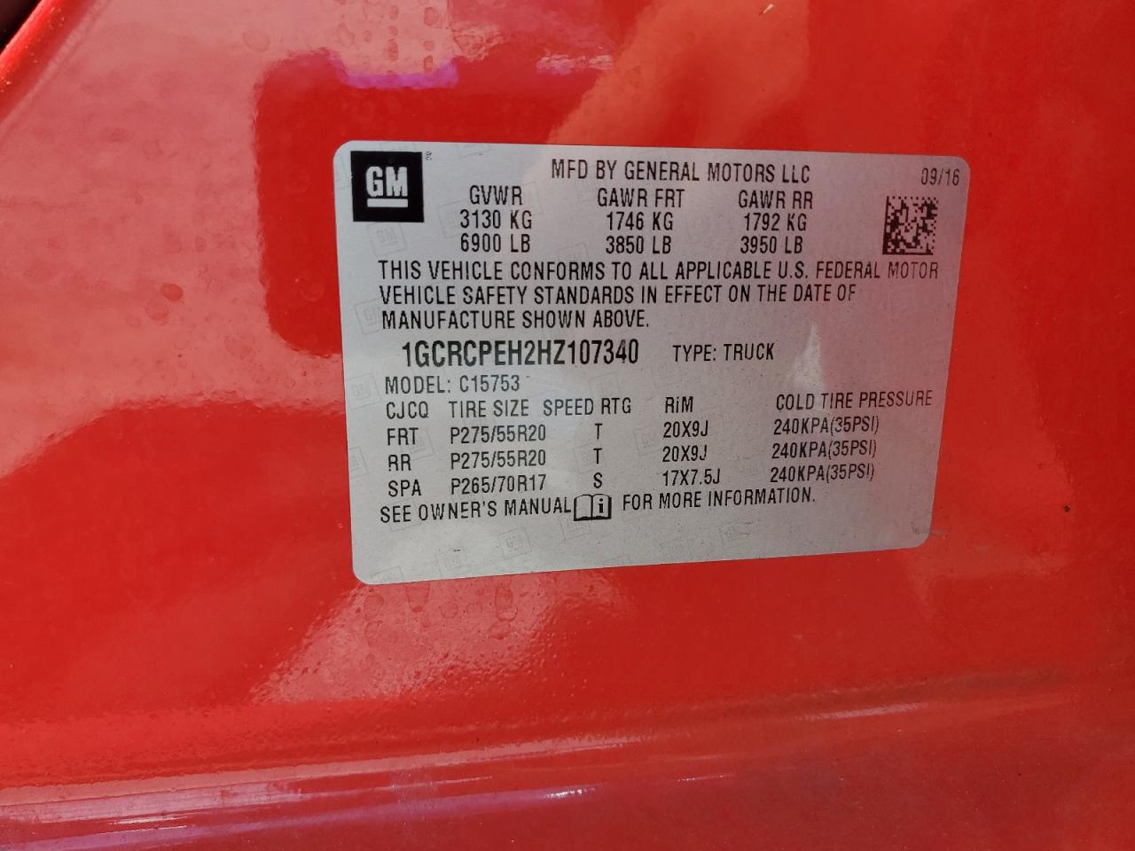 2017 Chevrolet Silverado C1500 Custom VIN: 1GCRCPEH2HZ107340 Lot: 64235425
