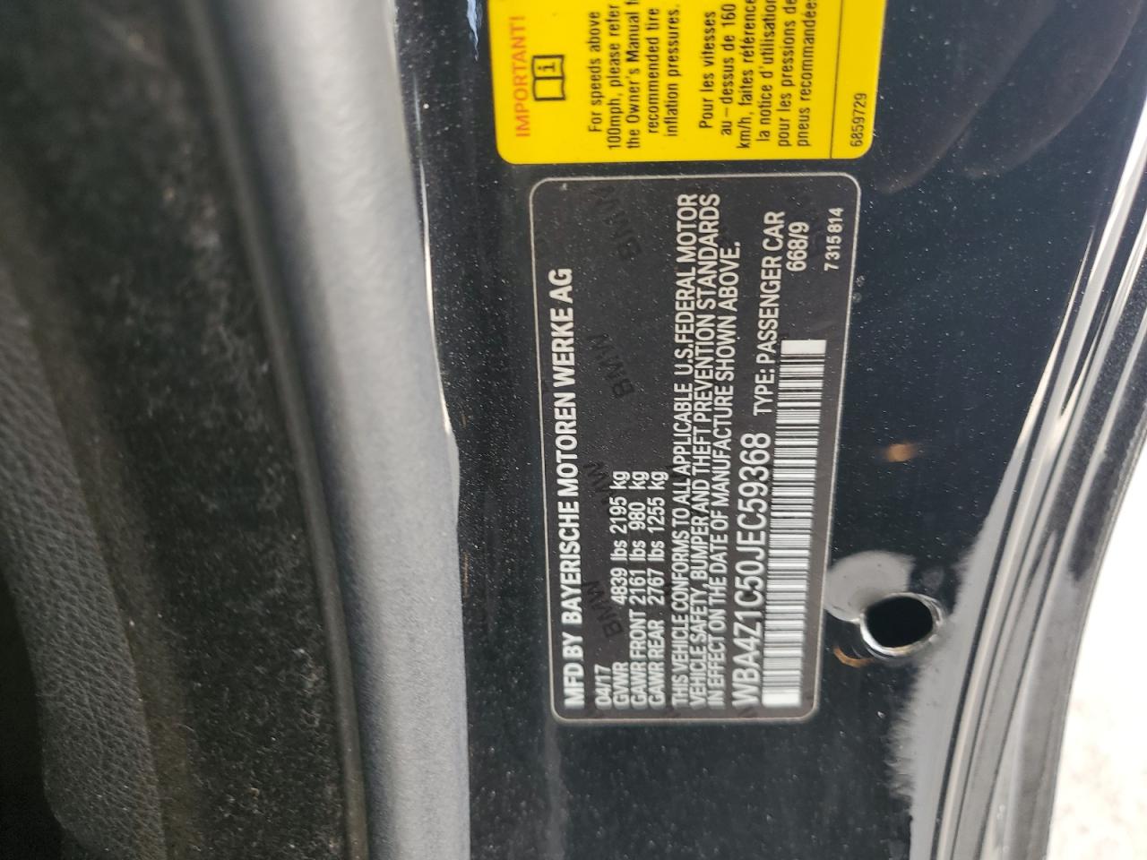 2018 BMW 430I VIN: WBA4Z1C50JEC59368 Lot: 63318175