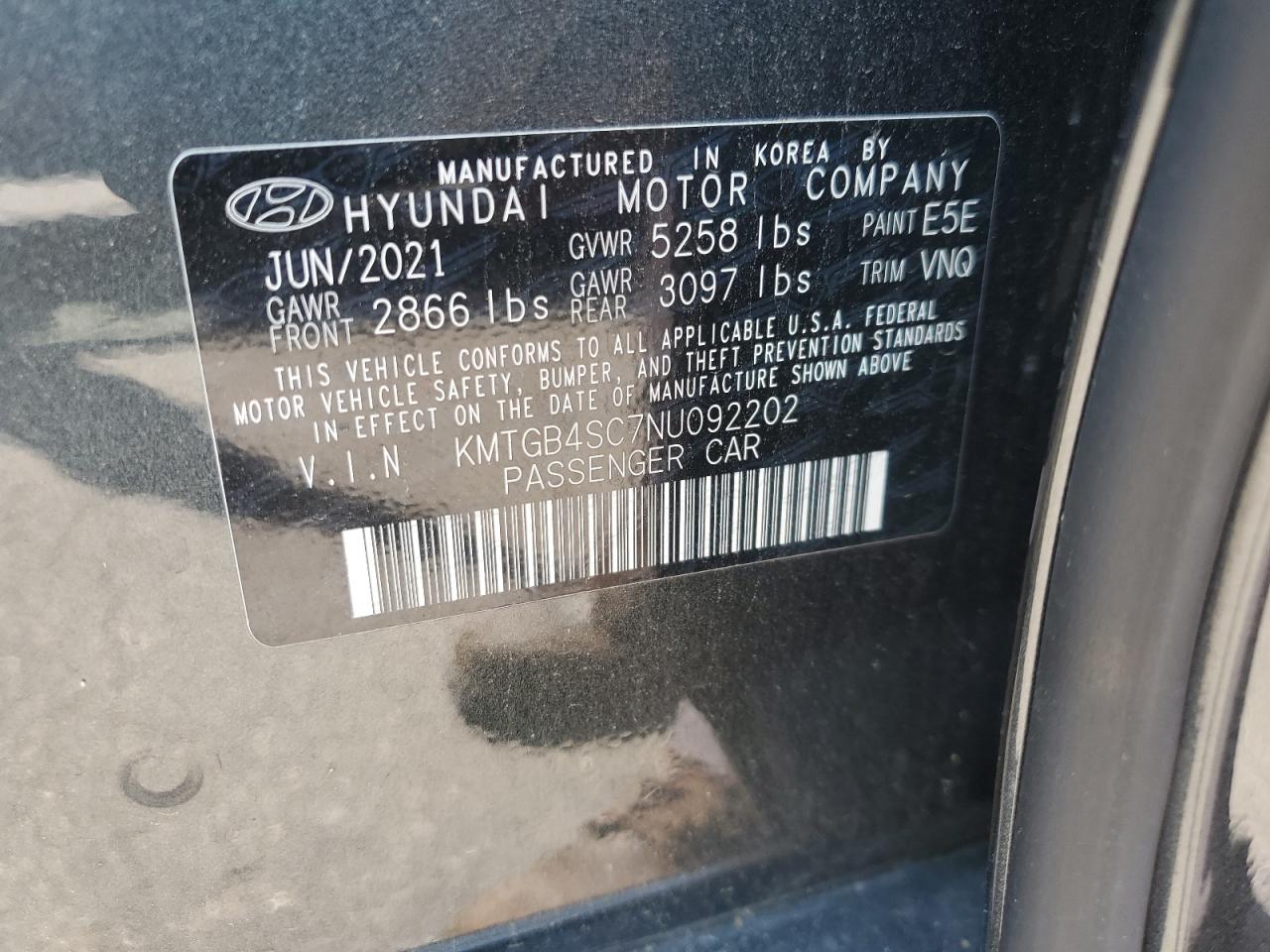 2022 Genesis G80 Base VIN: KMTGB4SC7NU092202 Lot: 64452475