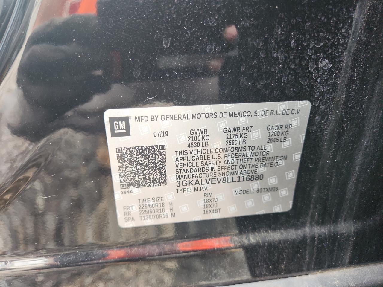 2020 GMC Terrain Slt VIN: 3GKALVEV8LL116880 Lot: 63031925