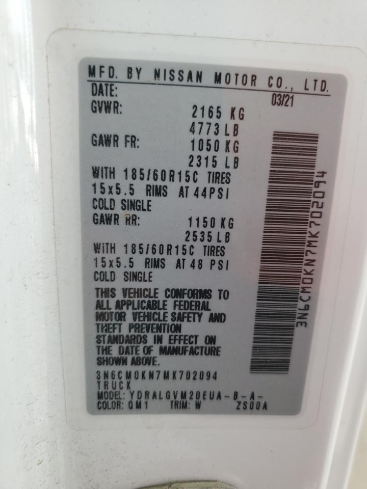 2021 Nissan Nv200 2.5S VIN: 3N6CM0KN7MK702094 Lot: 64657865