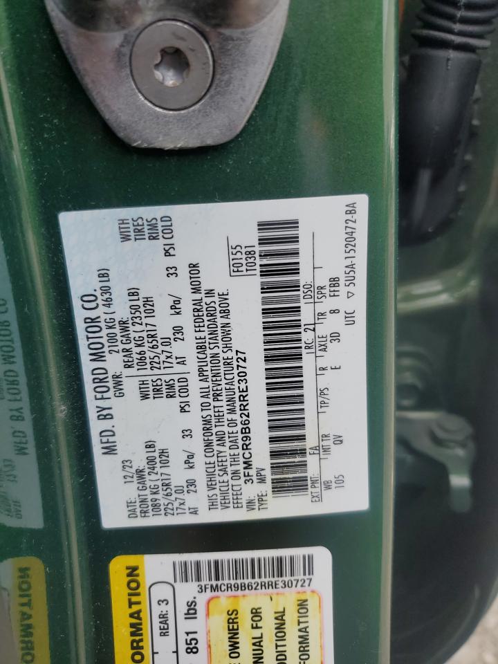 2024 Ford Bronco Sport Big Bend VIN: 3FMCR9B62RRE30727 Lot: 66830575