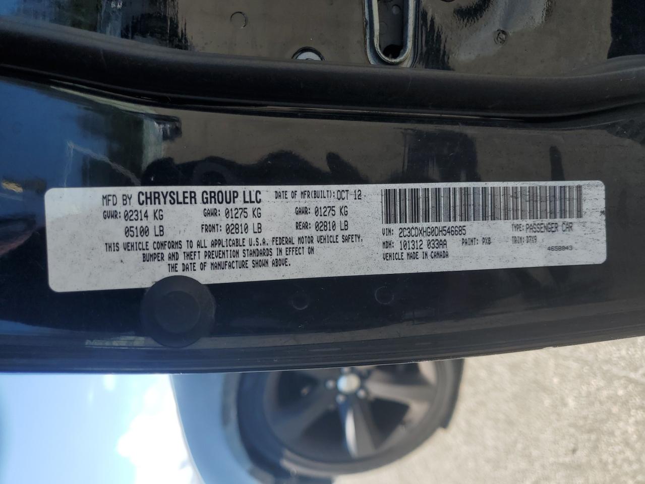 2013 Dodge Charger Sxt VIN: 2C3CDXHG0DH546685 Lot: 65031765
