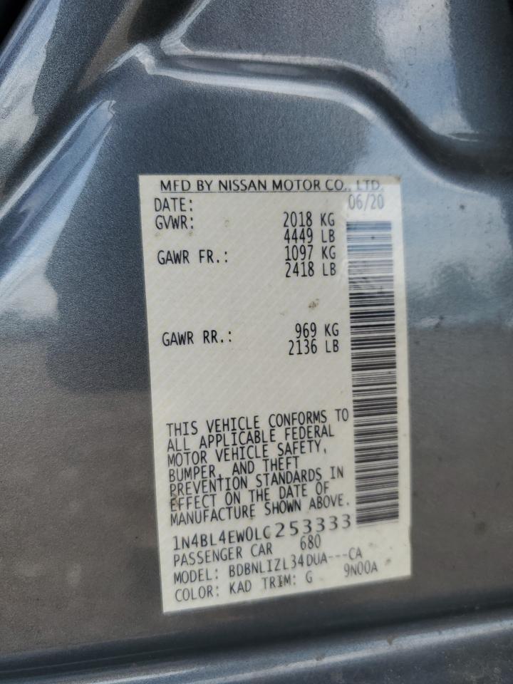 2020 Nissan Altima Sl VIN: 1N4BL4EW0LC253333 Lot: 64373665