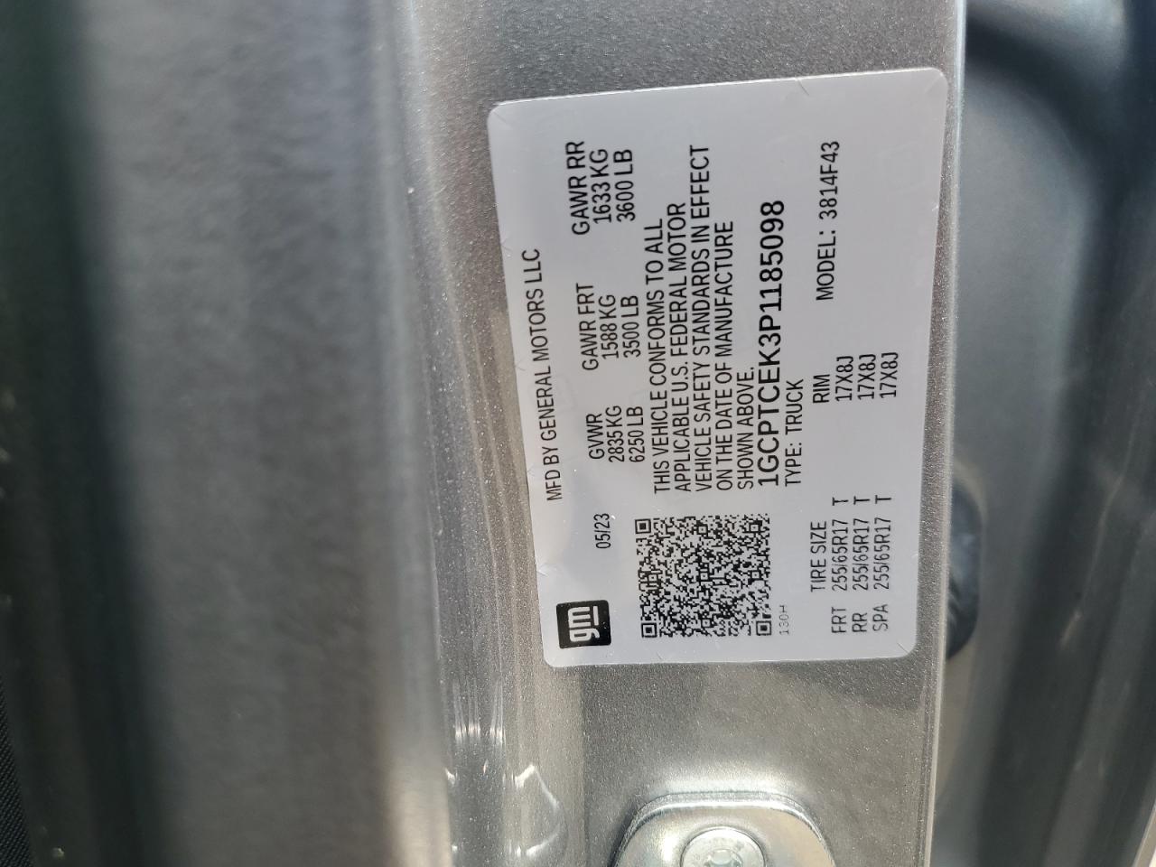 2023 Chevrolet Colorado Lt VIN: 1GCPTCEK3P1185098 Lot: 66641205