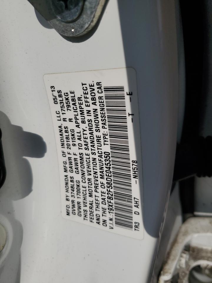 2013 Honda Civic Lx VIN: 19XFB2F58DE045350 Lot: 63101535
