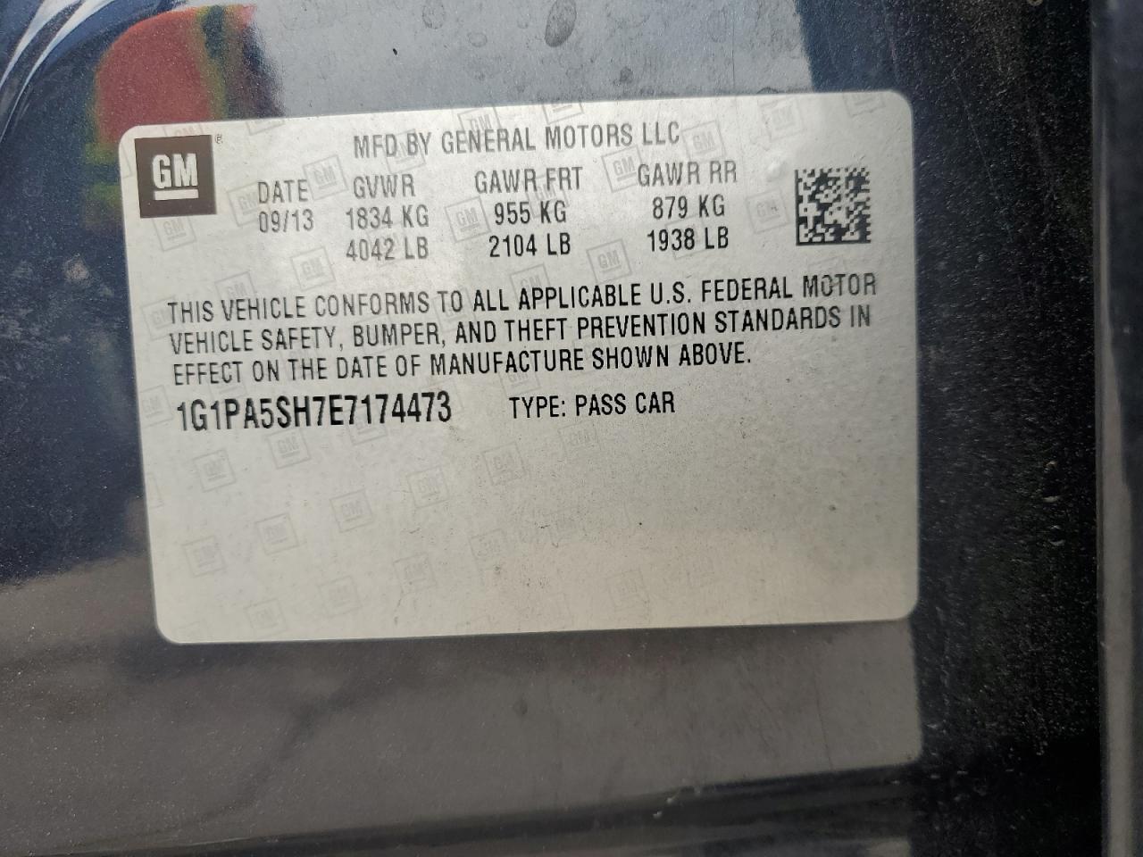 1g1pa5sh7e7174473 1G1PA5SH7E7174473 2014 Chevrolet Cruze Ls