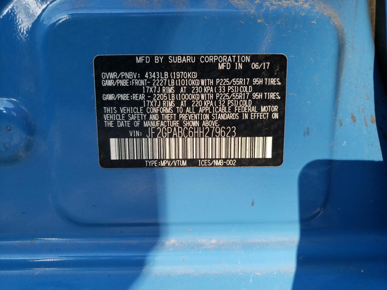 2017 Subaru Crosstrek Premium VIN: JF2GPABC6HH279623 Lot: 62683045