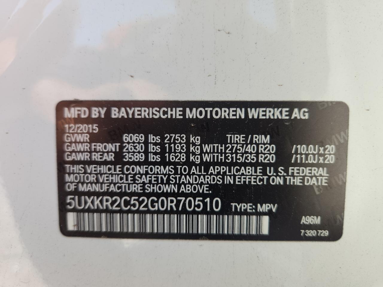 2016 BMW X5 Sdrive35I VIN: 5UXKR2C52G0R70510 Lot: 64818825