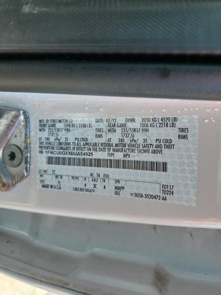 2013 Ford Escape Se VIN: 1FMCU0GX3DUA54925 Lot: 65260165