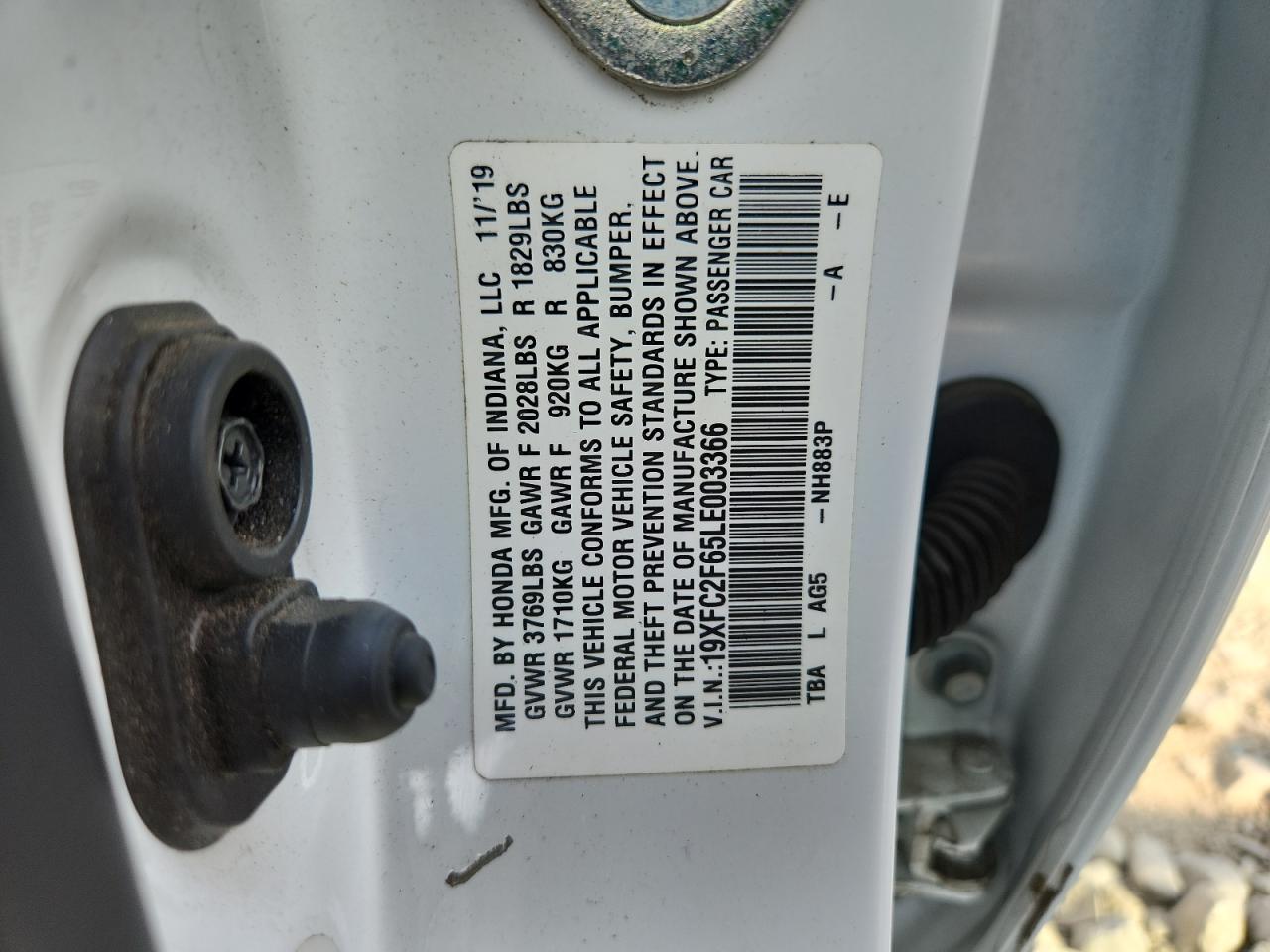 2020 Honda Civic Lx VIN: 19XFC2F65LE003366 Lot: 65290015