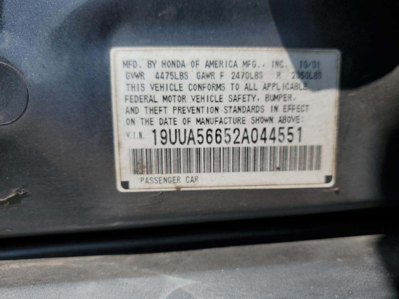 19uua56652a044551 19UUA56652A044551 2002 Acura 3.2Tl