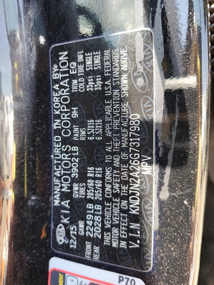 2016 Kia Soul VIN: KNDJN2A26G7317980 Lot: 63439745