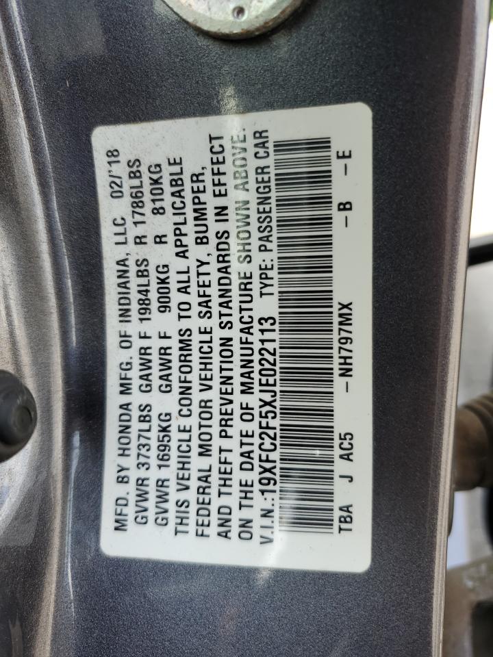 2018 Honda Civic Lx VIN: 19XFC2F5XJE022113 Lot: 64818535