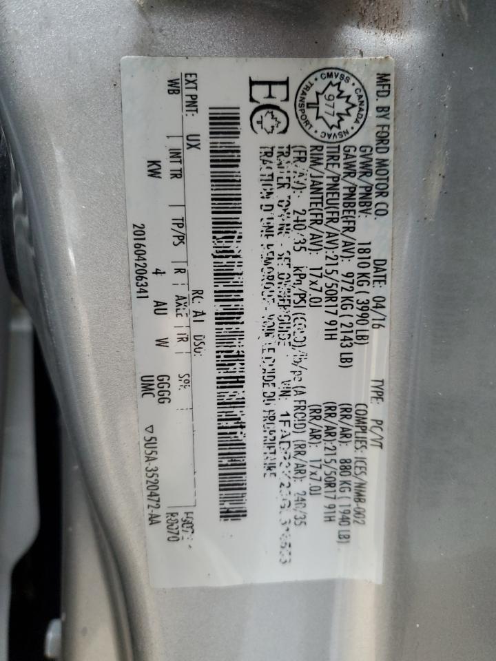 2016 Ford Focus Se VIN: 1FADP3K23GL316553 Lot: 64233285