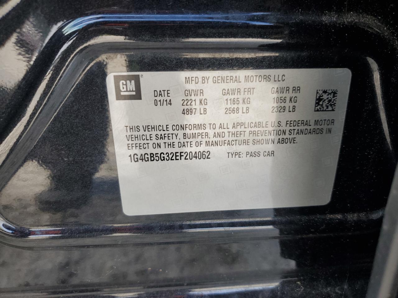 2014 Buick Lacrosse VIN: 1G4GB5G32EF204062 Lot: 65763485