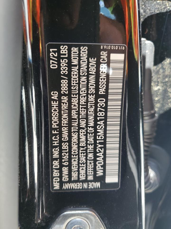 2021 Porsche Taycan VIN: WP0AA2Y15MSA18730 Lot: 65190095