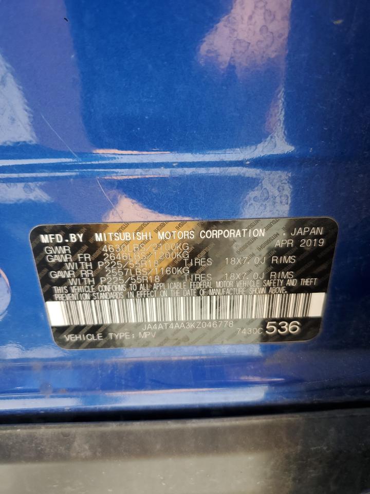 2019 Mitsubishi Eclipse Cross Le VIN: JA4AT4AA3KZ046778 Lot: 64251235