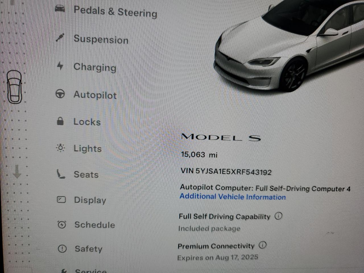 2024 Tesla Model S VIN: 5YJSA1E5XRF543192 Lot: 64685955