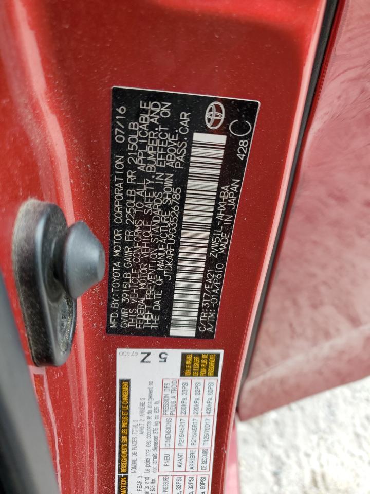 2016 Toyota Prius VIN: JTDKARFU9G3526785 Lot: 63215795