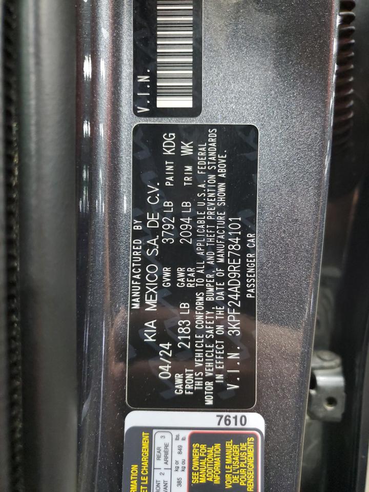 2024 Kia Forte Lx VIN: 3KPF24AD9RE784101 Lot: 64487945