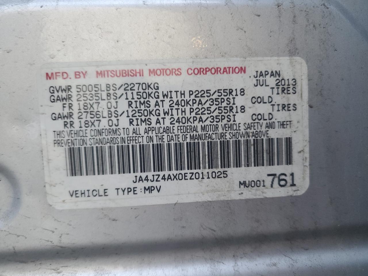 2014 Mitsubishi Outlander Gt VIN: JA4JZ4AX0EZ011025 Lot: 64267845