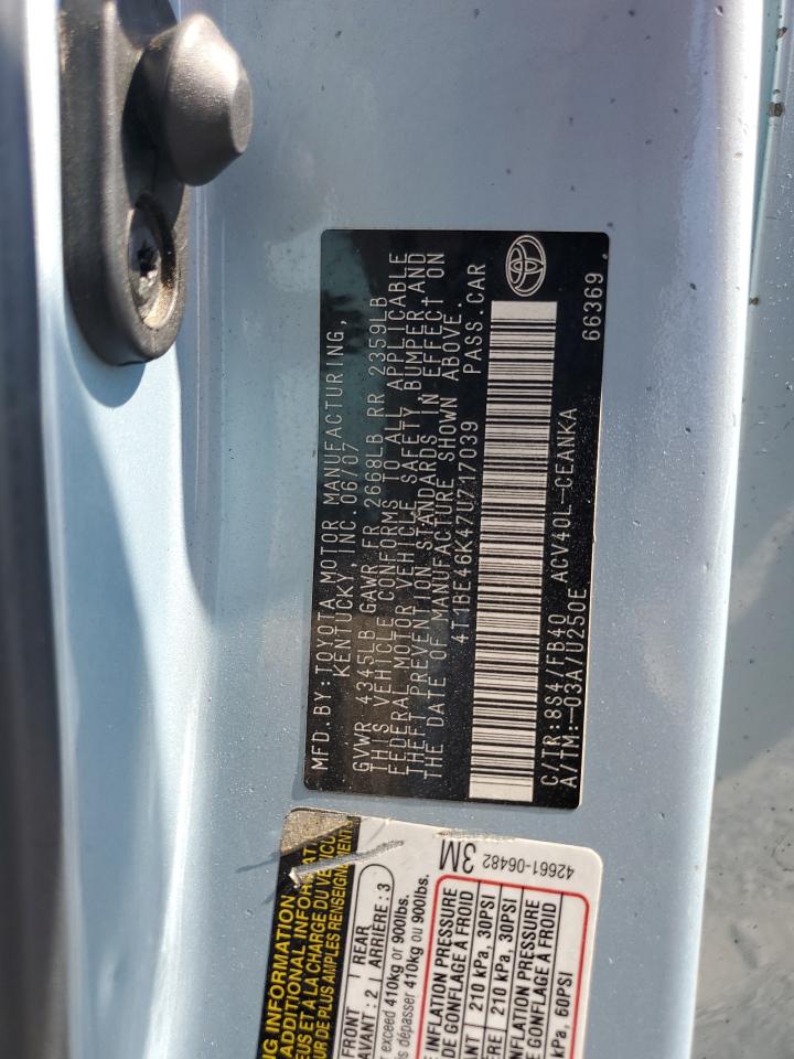 2007 Toyota Camry Ce VIN: 4T1BE46K47U717039 Lot: 63765035