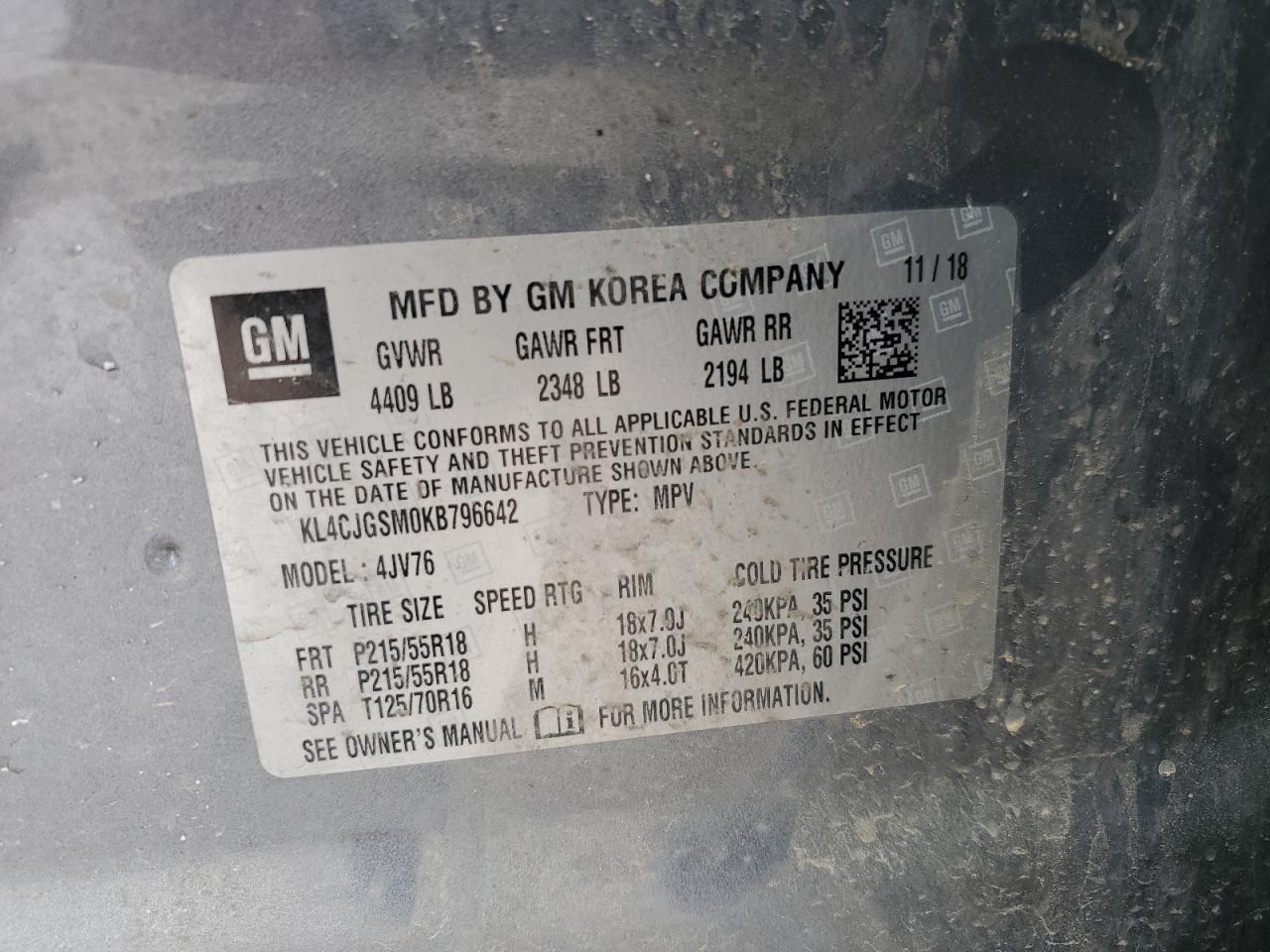 2019 Buick Encore Essence VIN: KL4CJGSM0KB796642 Lot: 65157735