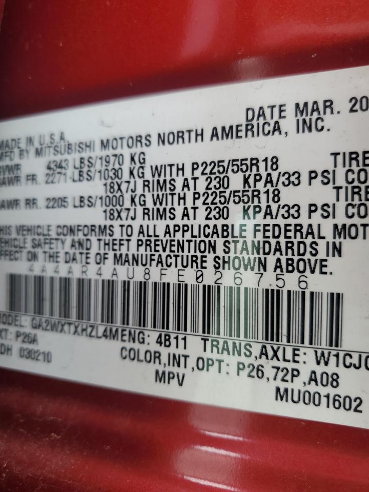 2015 Mitsubishi Outlander Sport Se VIN: 4A4AR4AU8FE026756 Lot: 63990145