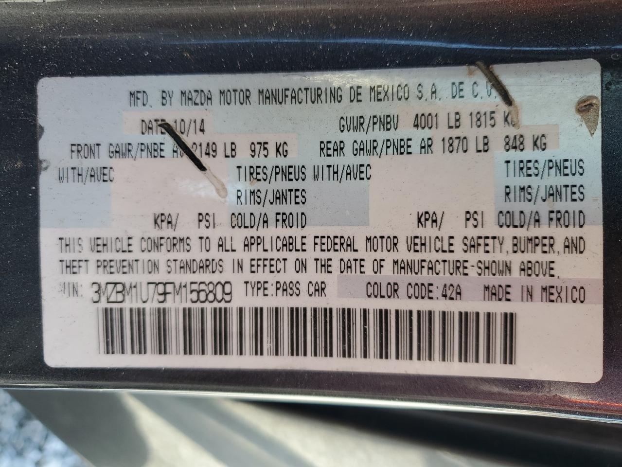2015 Mazda 3 Sport VIN: 3MZBM1U79FM156809 Lot: 64260245