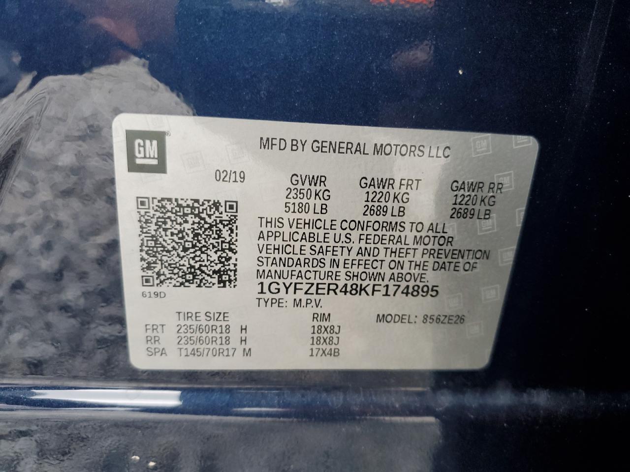 2019 Cadillac Xt4 Sport VIN: 1GYFZER48KF174895 Lot: 65040885