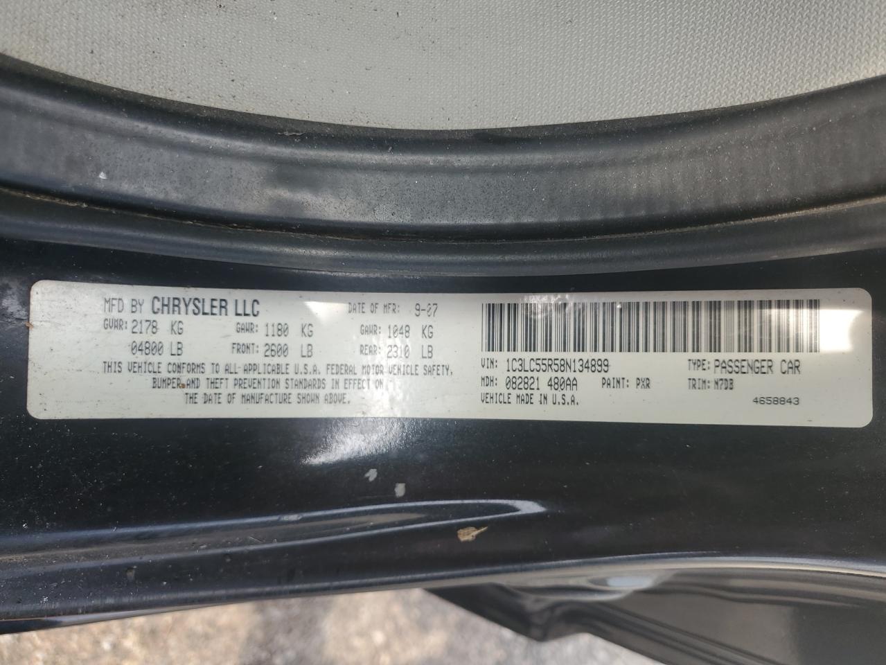 2008 Chrysler Sebring Touring VIN: 1C3LC55R58N134899 Lot: 63994215
