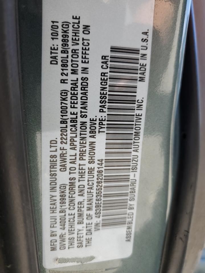 2002 Subaru Legacy L VIN: 4S3BE635526206144 Lot: 64995045