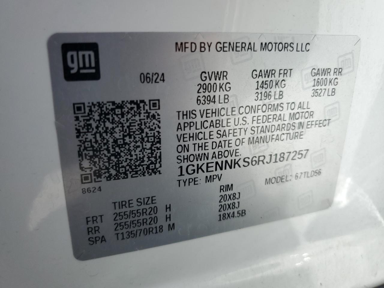 1gkennks6rj187257 1GKENNKS6RJ187257 2024 GMC Acadia Uplevel