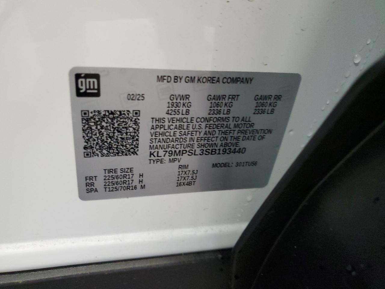 2025 Chevrolet Trailblazer Lt VIN: KL79MPSL3SB193440 Lot: 64452985