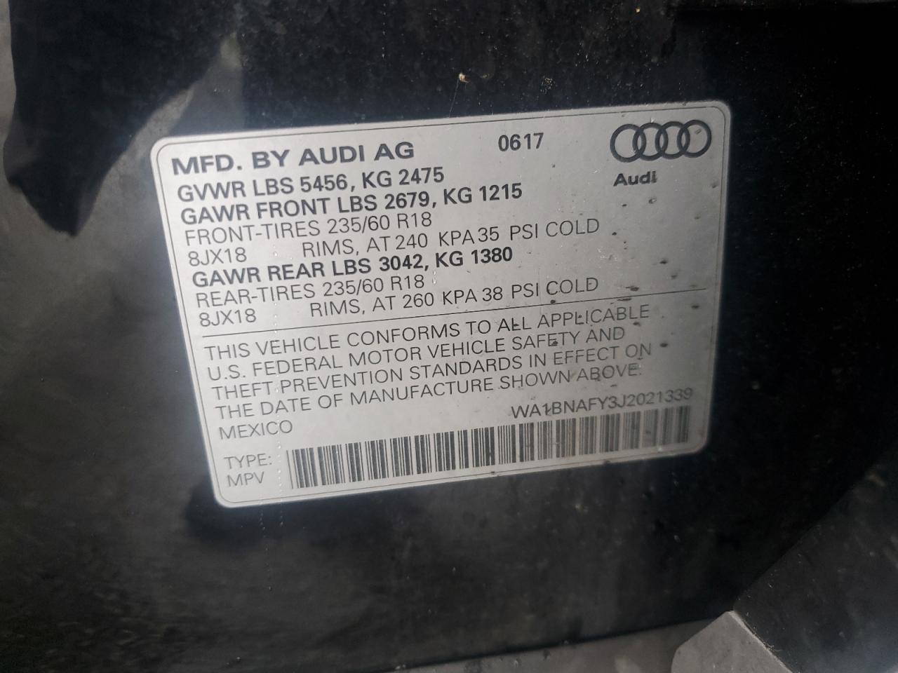 2018 Audi Q5 Premium Plus VIN: WA1BNAFY3J2021339 Lot: 62698325