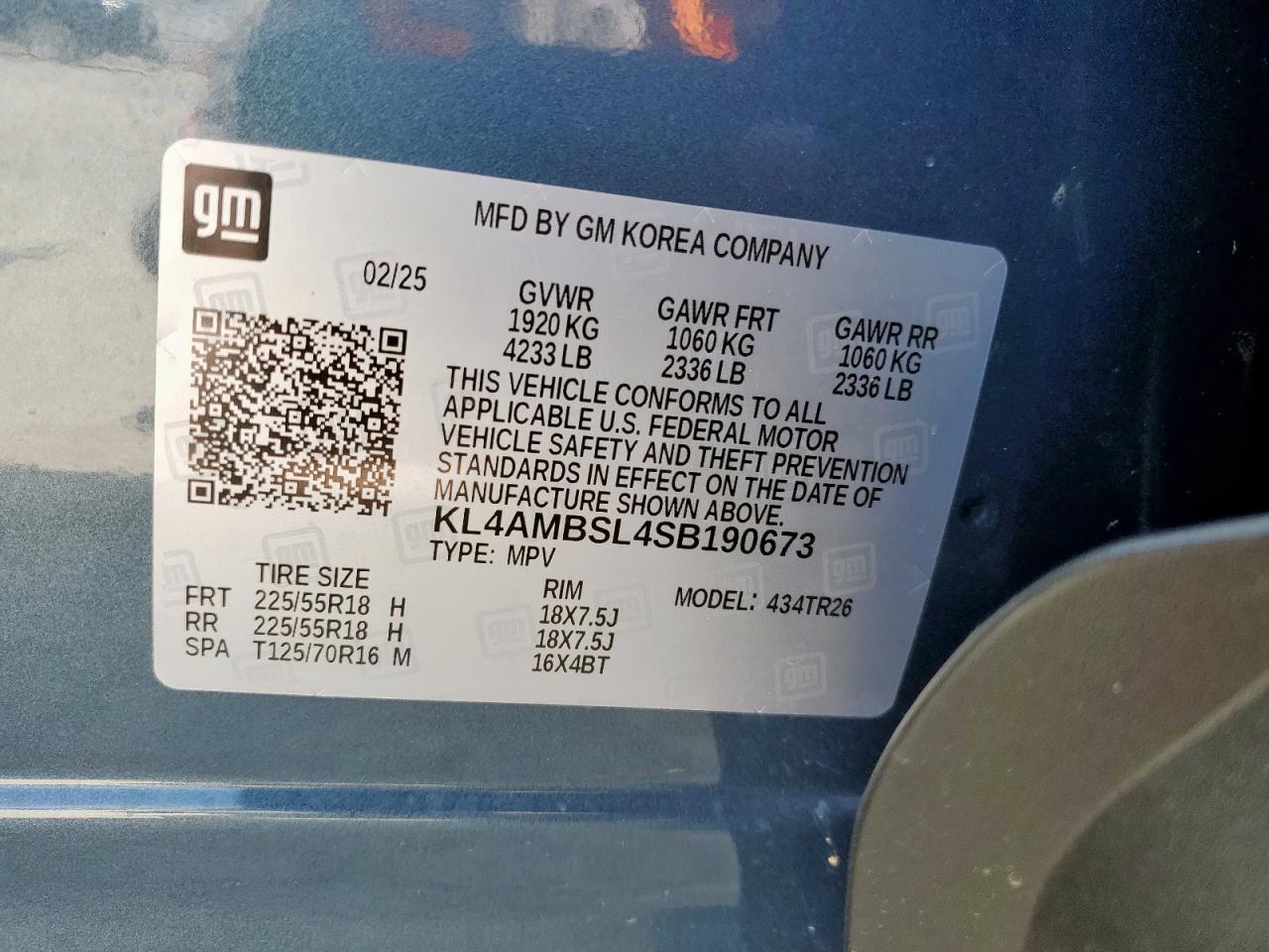 2025 Buick Encore Gx Preferred VIN: KL4AMBSL4SB190673 Lot: 64881885