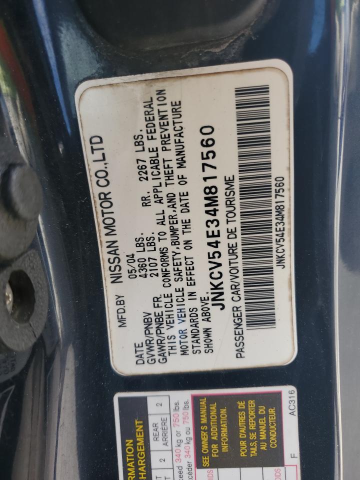 2004 Infiniti G35 VIN: JNKCV54E34M817560 Lot: 64251435